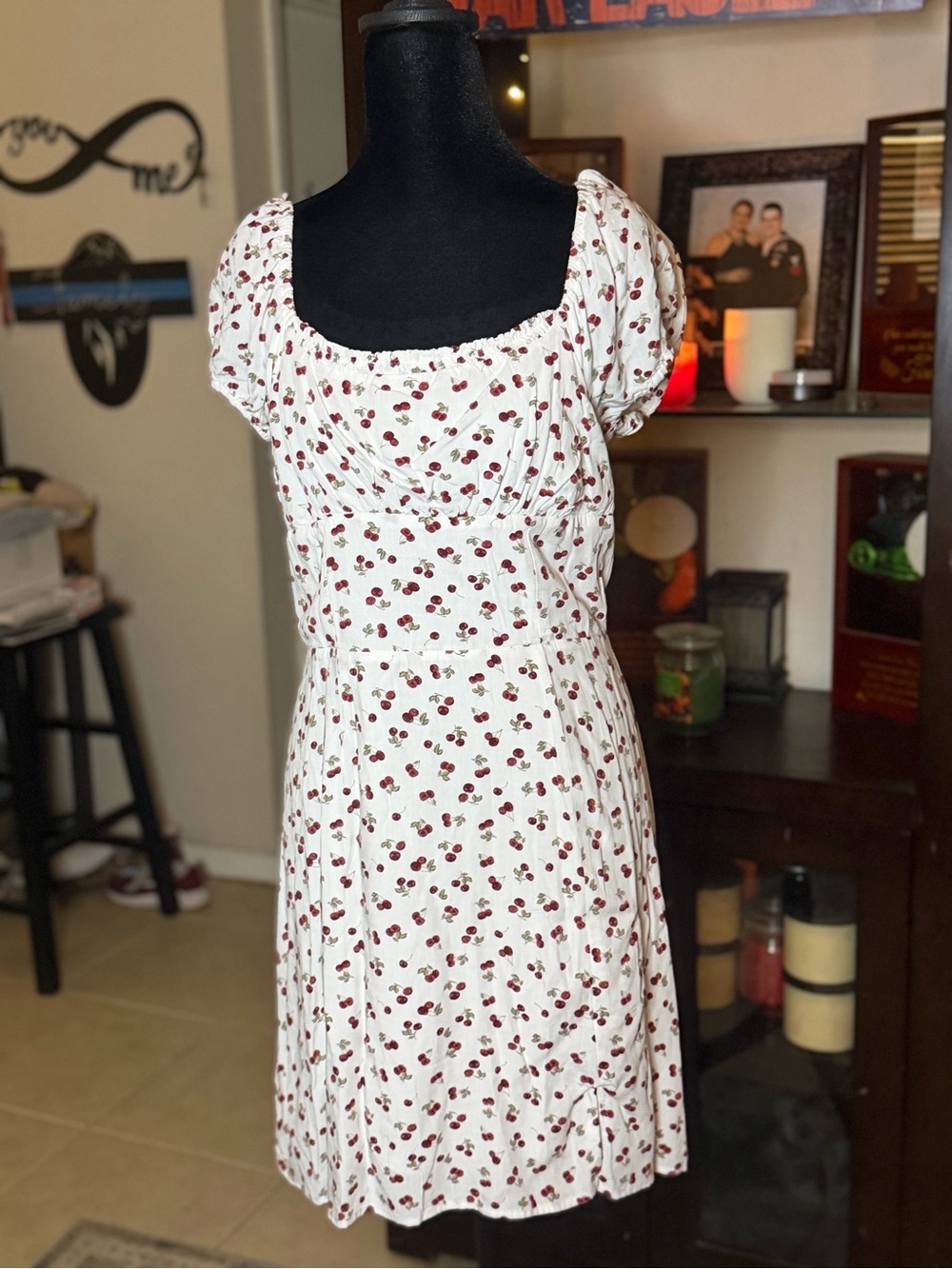 Aeropostale White Mini Dress with Red Cherry Print